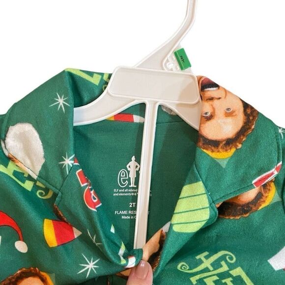 Elf NWT size 2T button up shirt and pant set green red - Picture 5 of 6